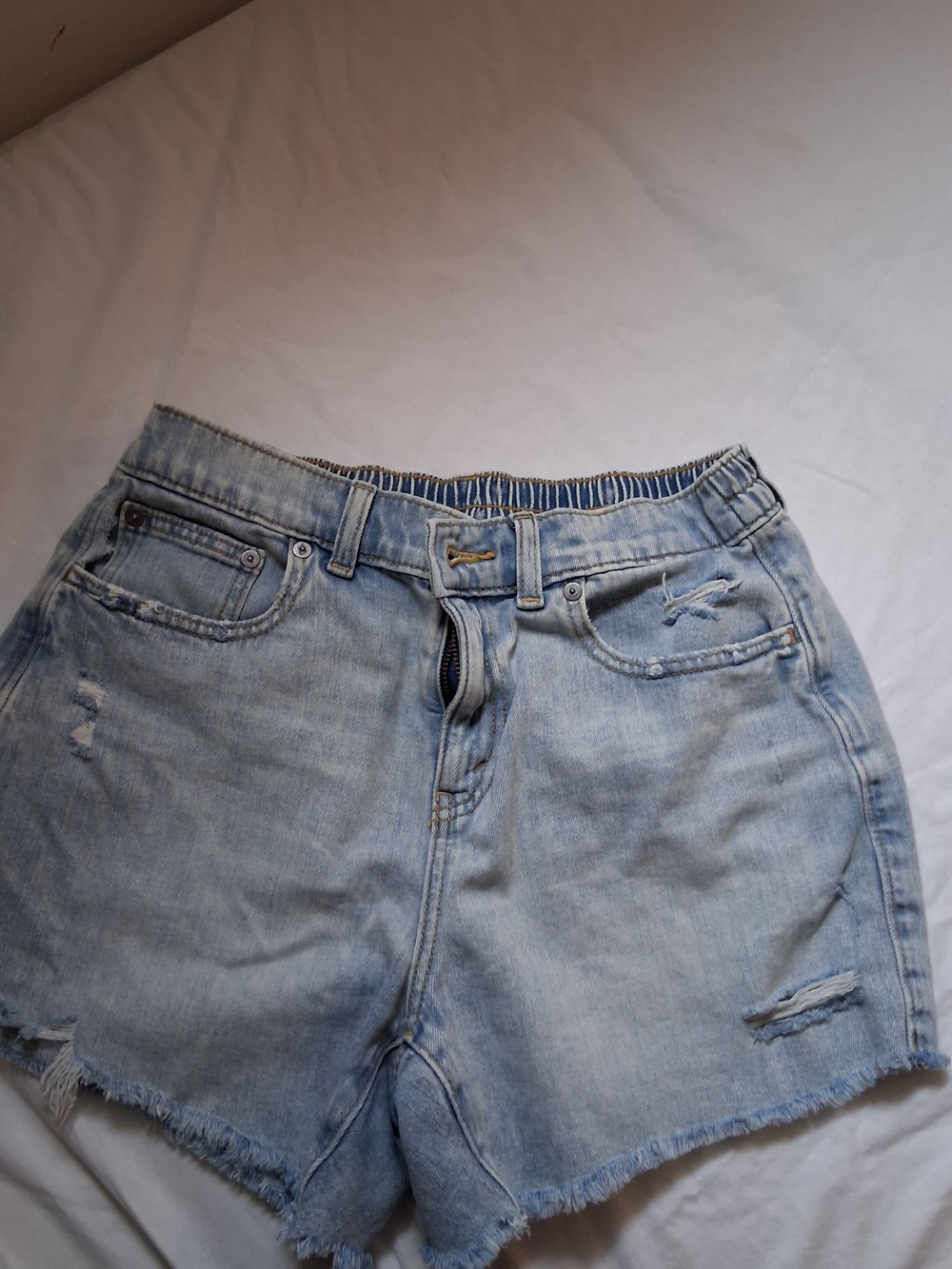 aerie Light Wash Distressed Jean Shorts